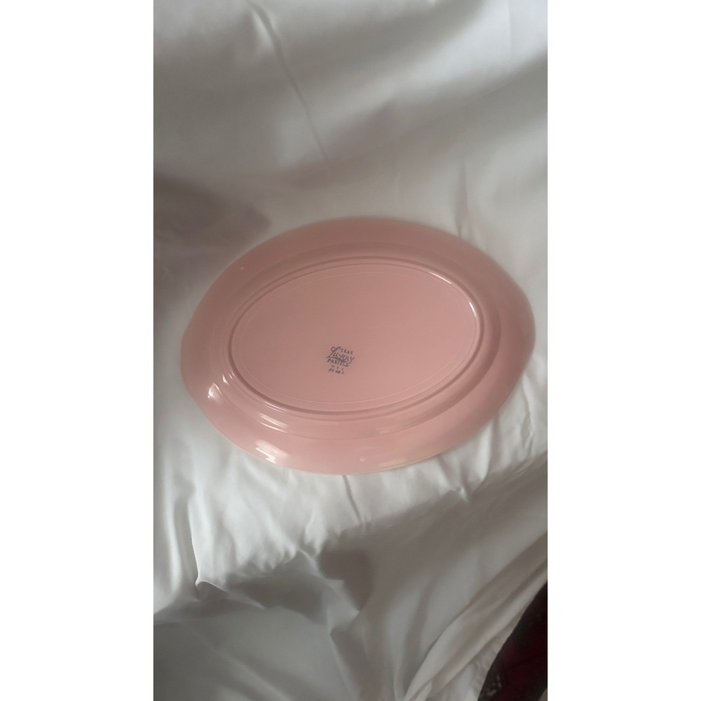 Vintage LuRay Pastels Oval Platters Set of 2 Surf Green & Persian Rose Pink 12in - Picture 9 of 9